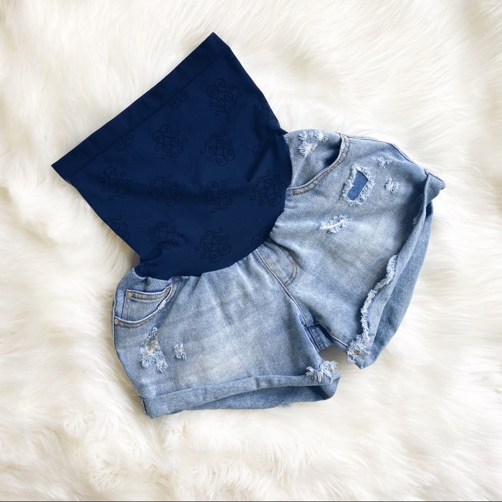 Jesica Simpson light wash maternity shorts